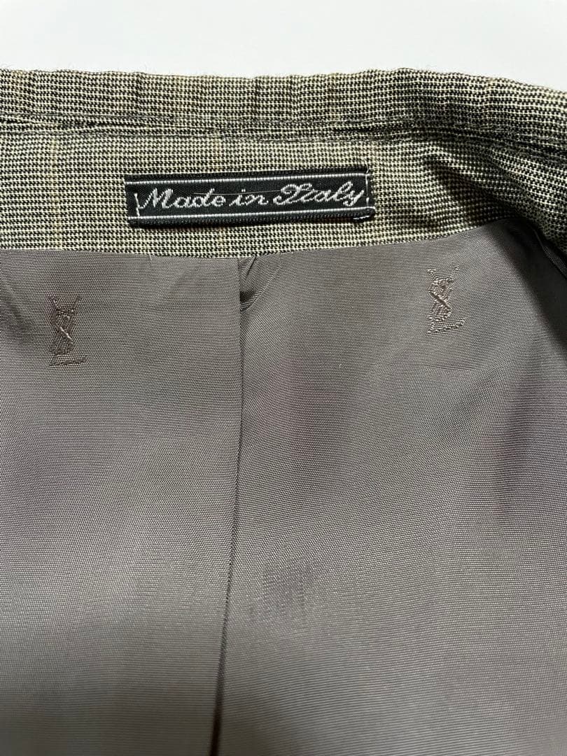 美品イブサンローランダブルブレスト グレー チェック柄 スーツ