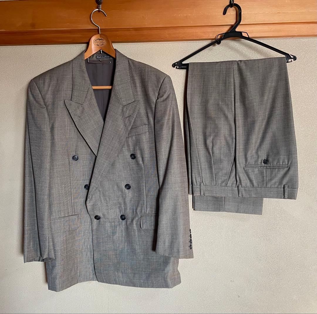 美品イブサンローランダブルブレスト グレー チェック柄 スーツ