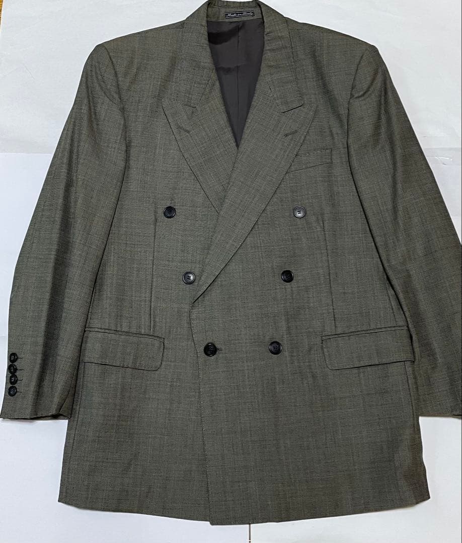 美品イブサンローランダブルブレスト グレー チェック柄 スーツ
