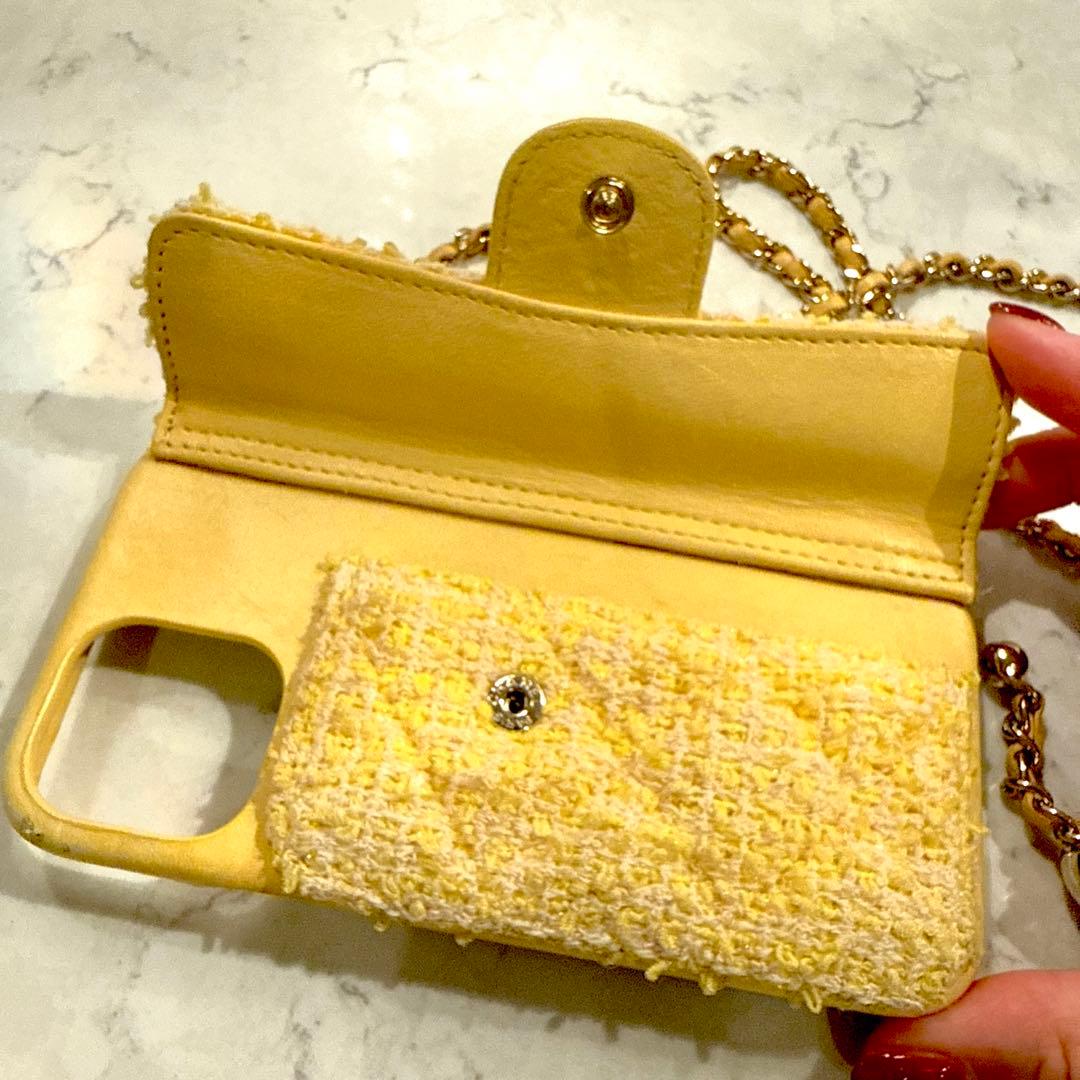 CHANEL ツイードiPhoneケース イエロー