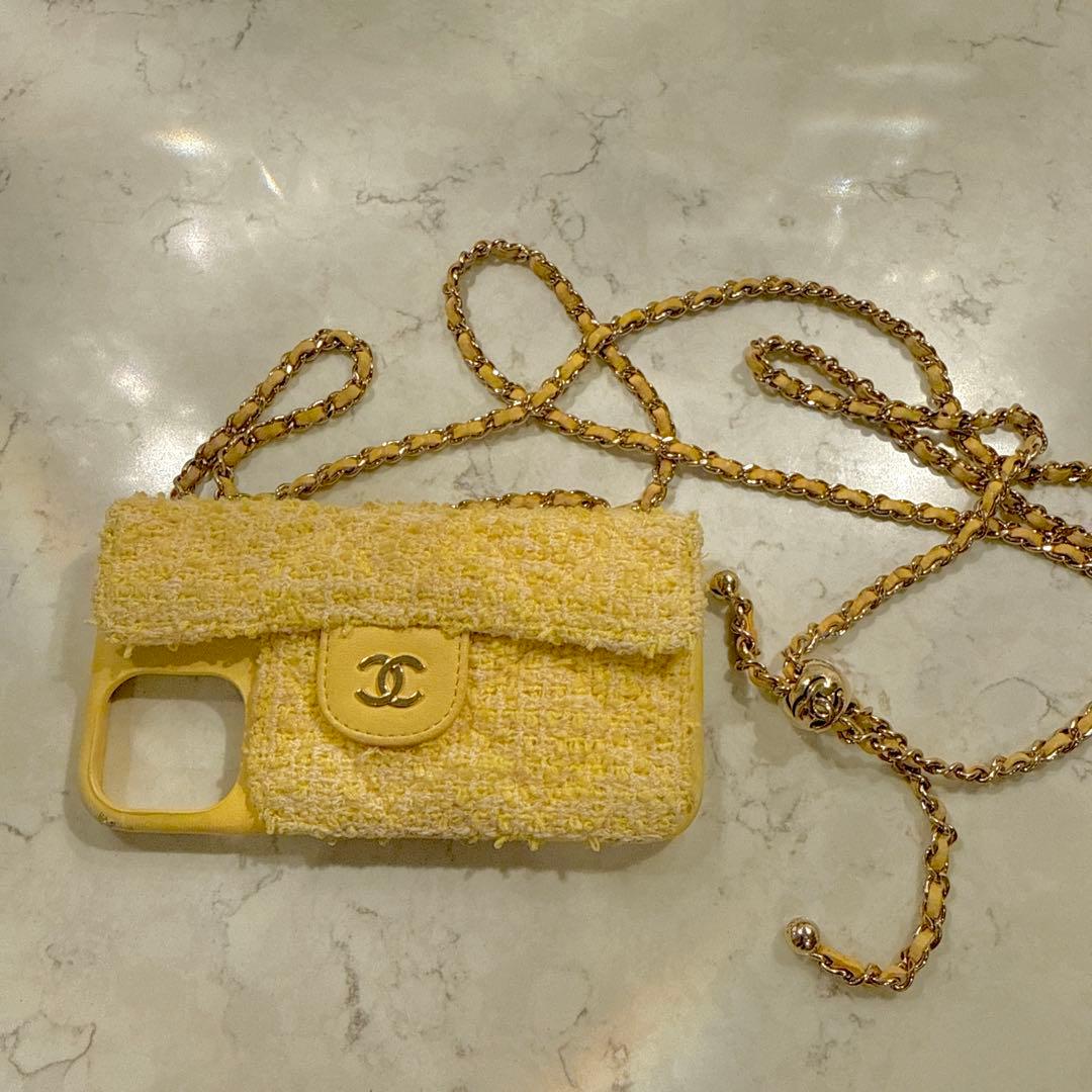 CHANEL ツイードiPhoneケース イエロー