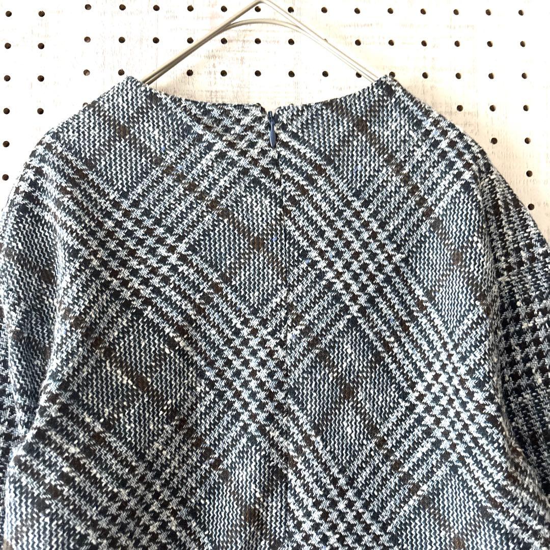 キートン ロングワンピース カシミヤシルクブレンド グレンチェック イタリア製