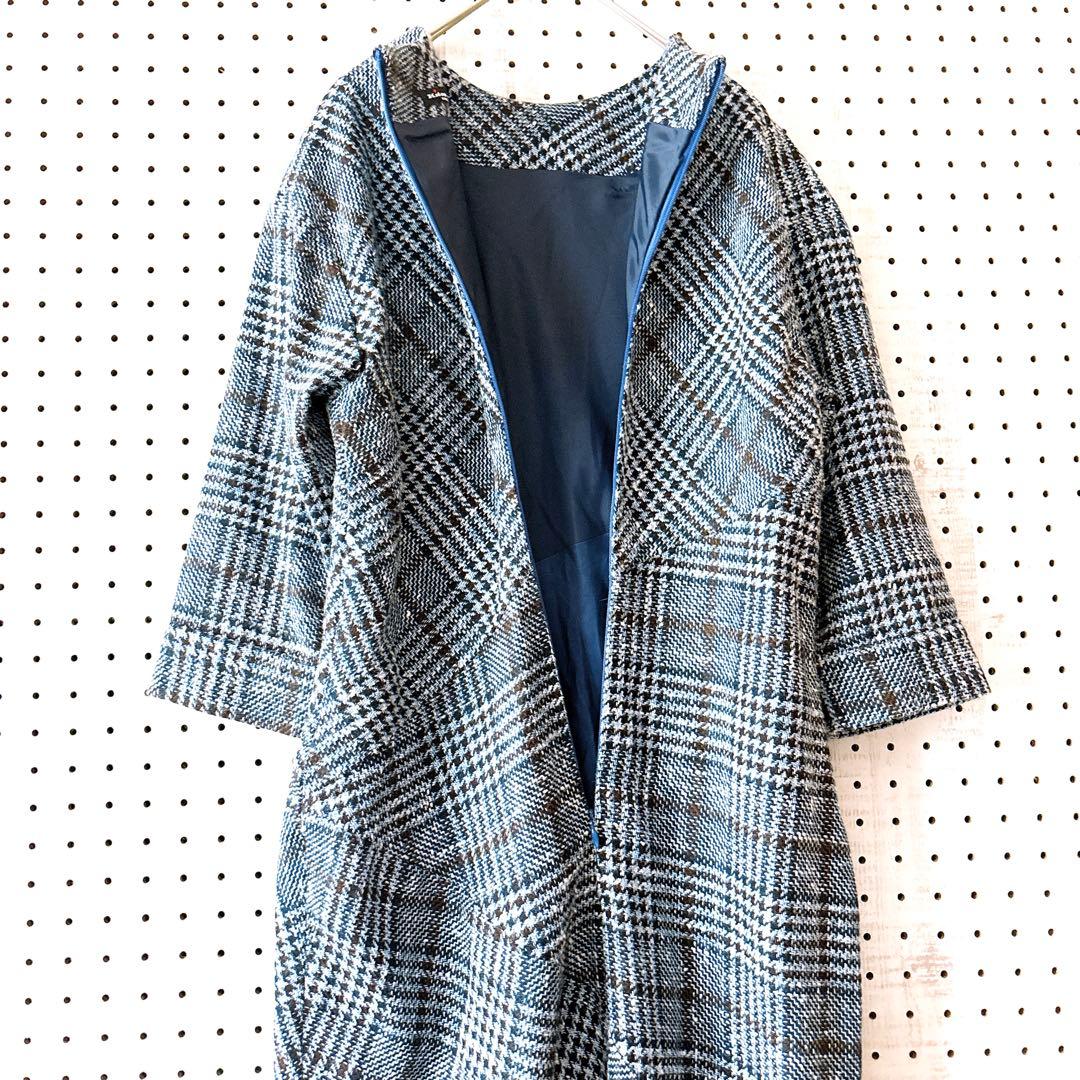 キートン ロングワンピース カシミヤシルクブレンド グレンチェック イタリア製