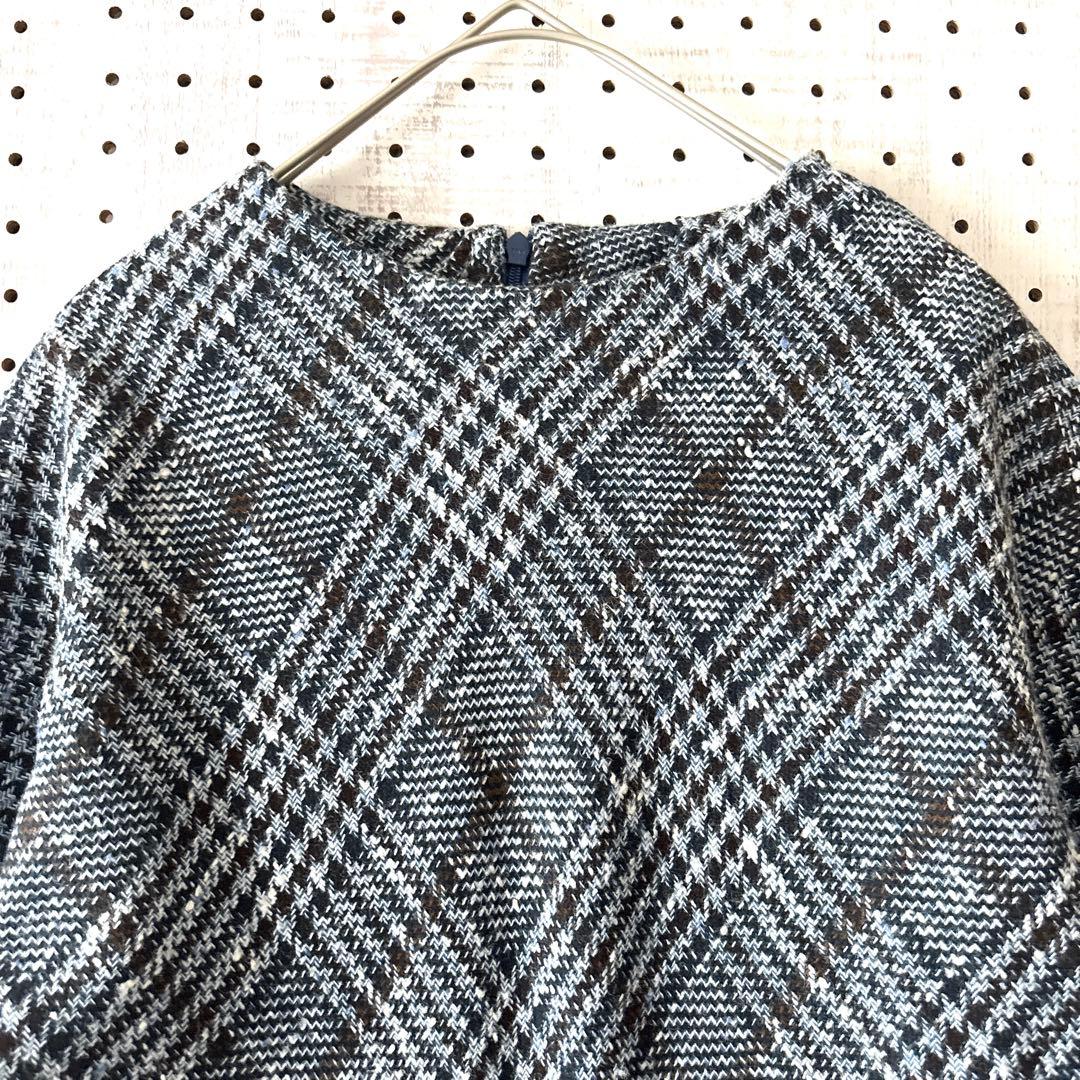 キートン ロングワンピース カシミヤシルクブレンド グレンチェック イタリア製