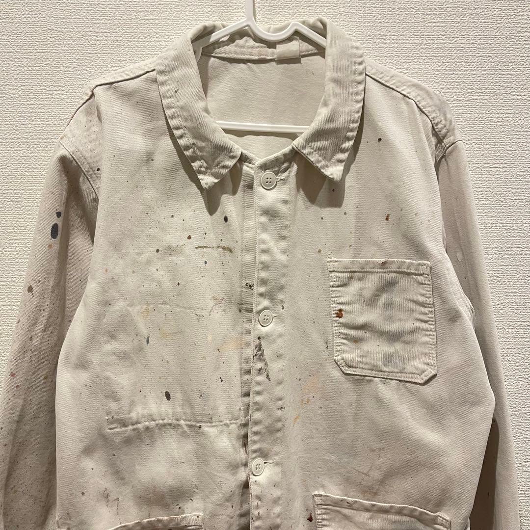 フレンチ カバーオール ワークジャケット ペンキ飛び ヴィンテージ 古着 ユーロ