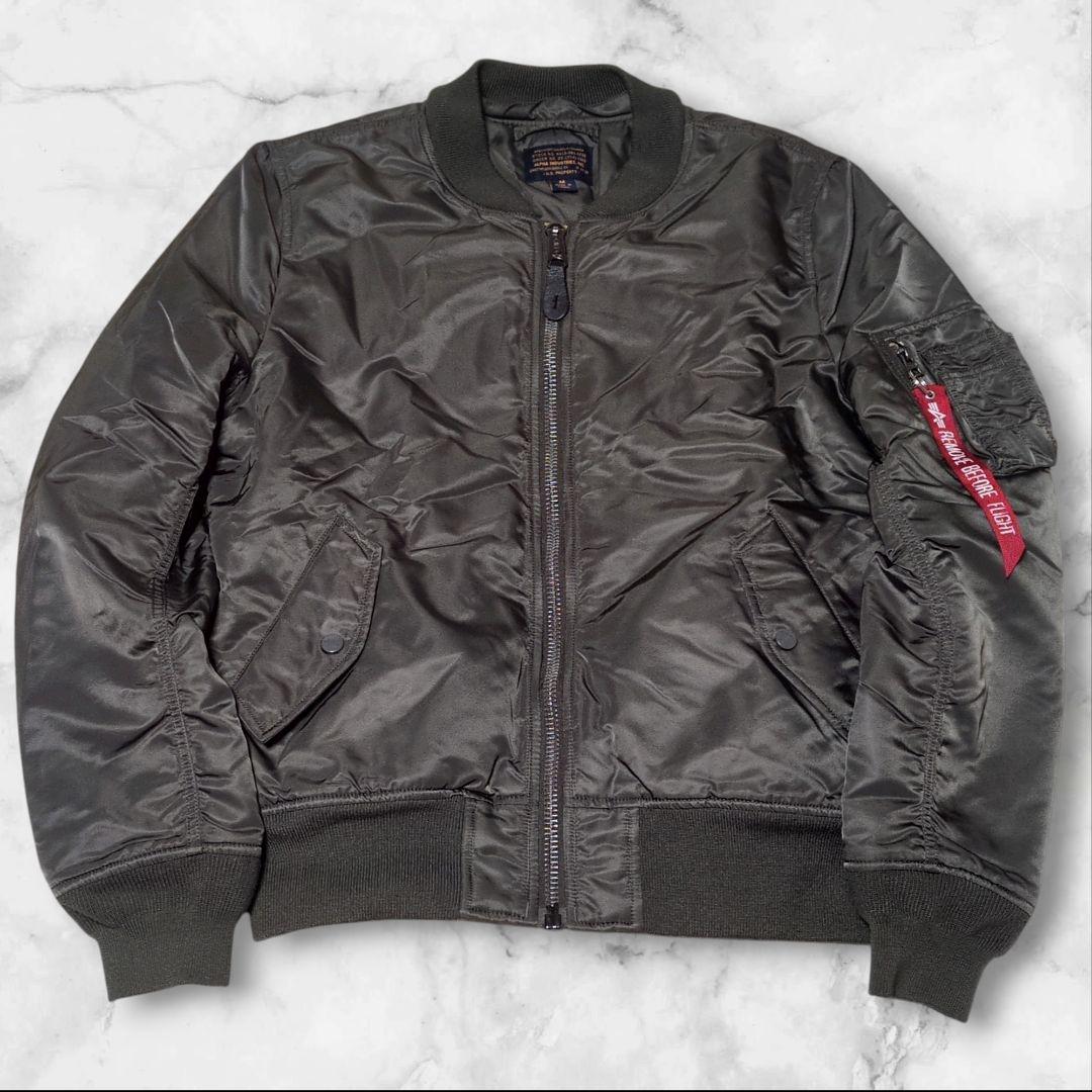 美品✨アルファインダストリーズ MA-1 フライトジャケット カーキ M 短丈