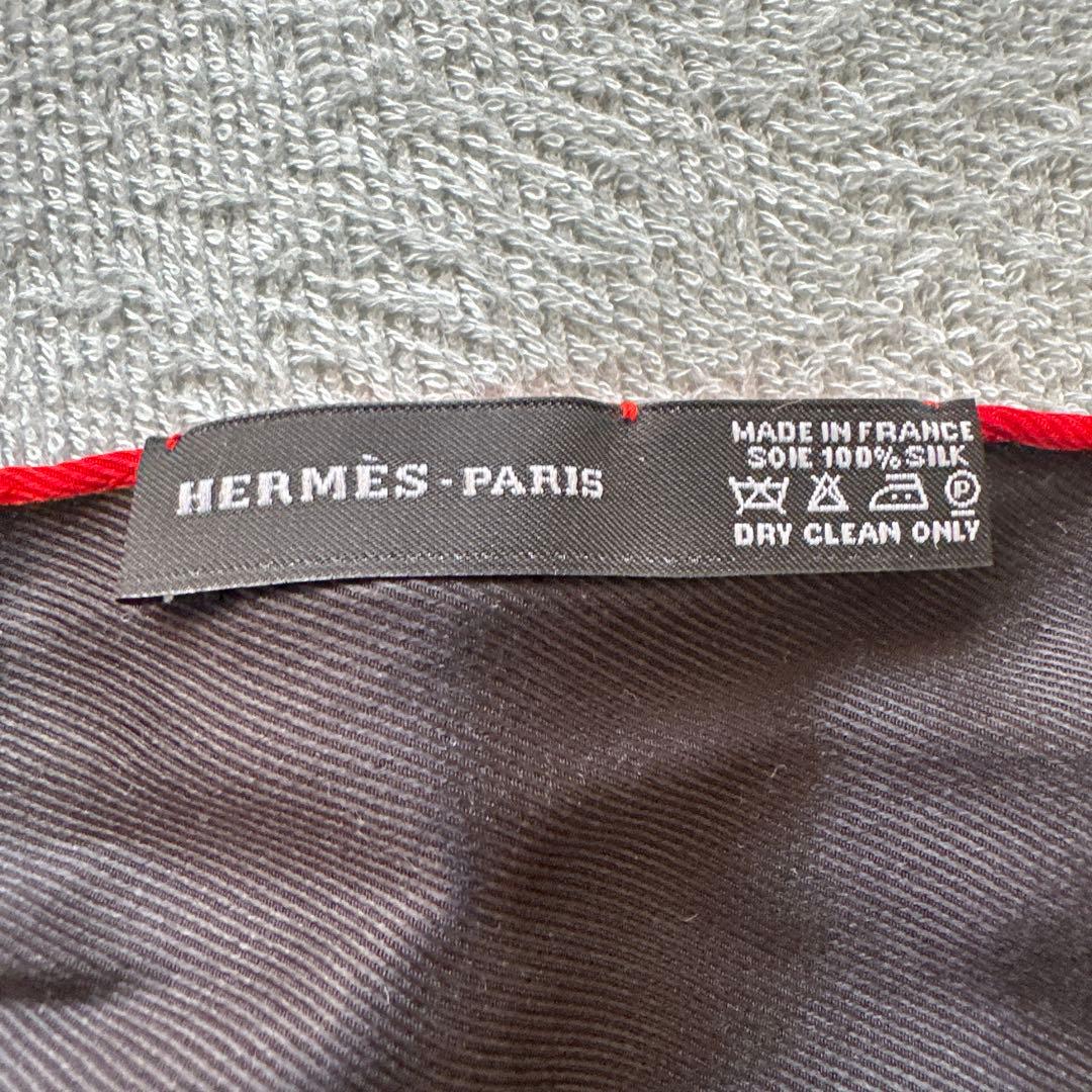 HERMES フリンジ付きストール ブラック/マルチカラー