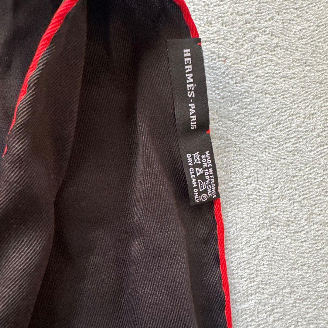 HERMES フリンジ付きストール ブラック/マルチカラー