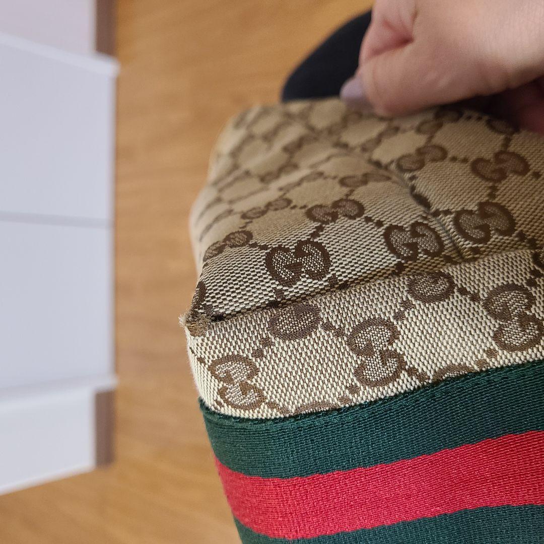 美品☆グッチ トートバッグ ベージュ キャンバス シェリーライン GG柄