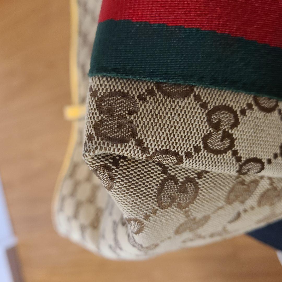 美品☆グッチ トートバッグ ベージュ キャンバス シェリーライン GG柄