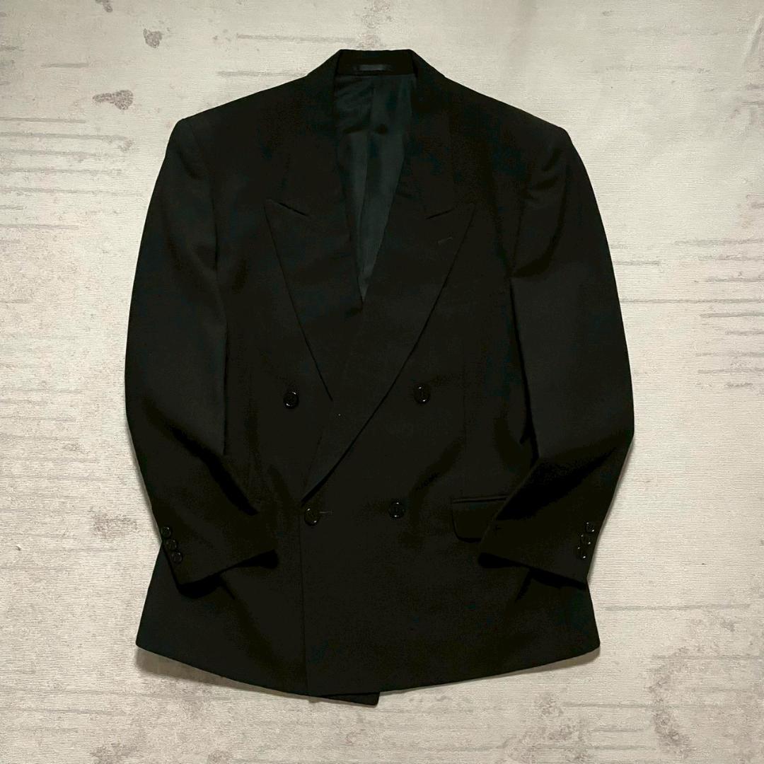 超美品 90's オールブラック ダブルブレスト 漆黒 ウール