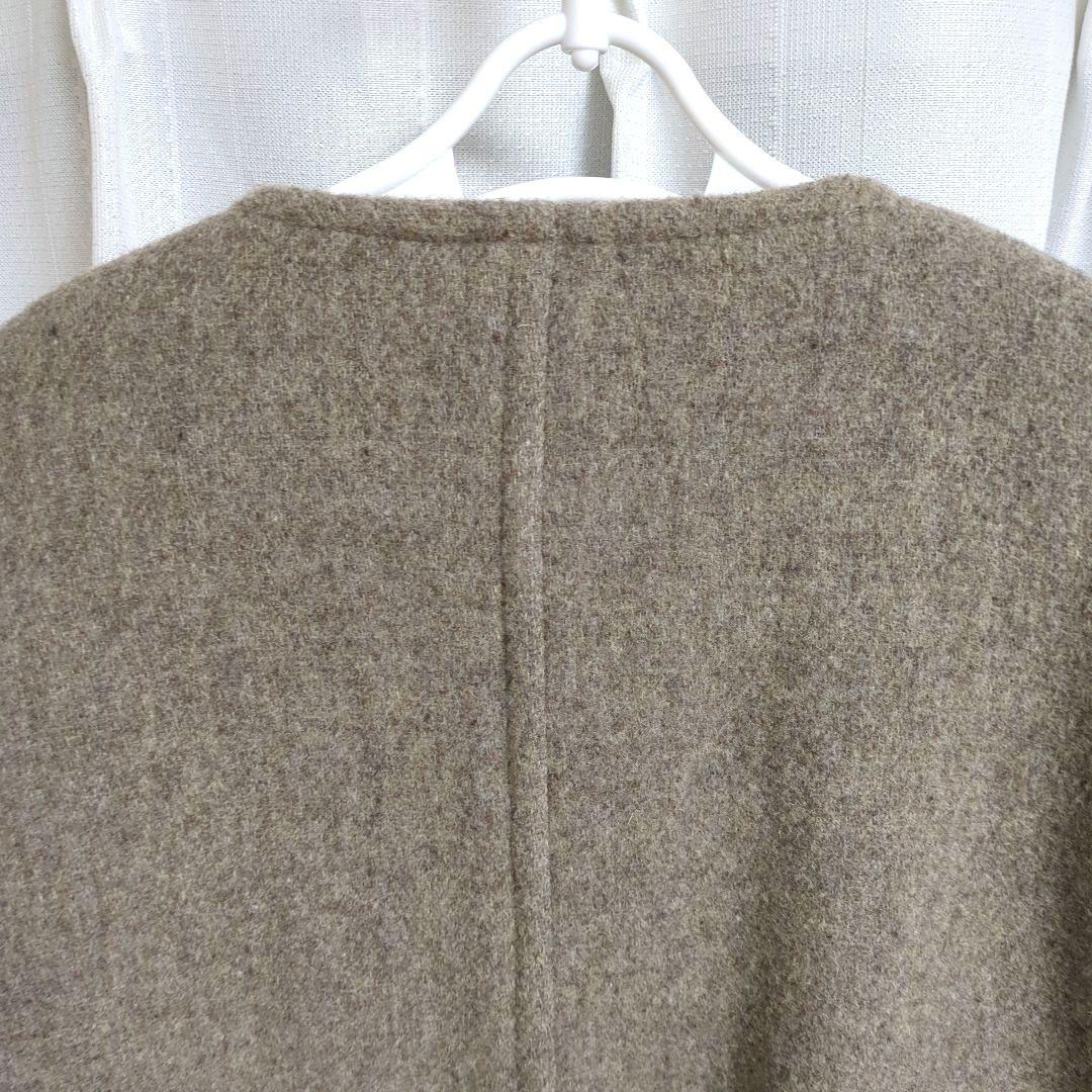 美品DANTON ☆ウールライト　パイルカラーレス　ノーカラージャケット