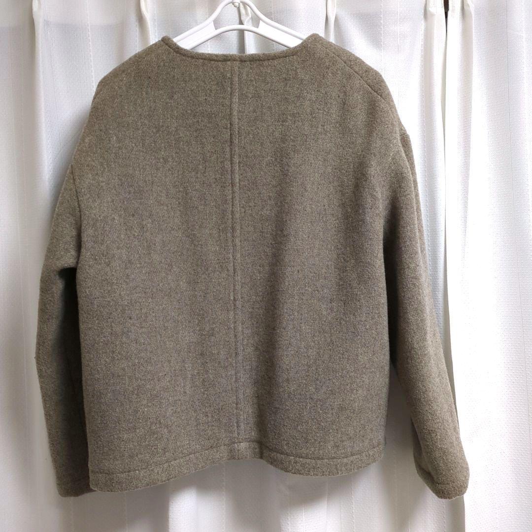 美品DANTON ☆ウールライト　パイルカラーレス　ノーカラージャケット