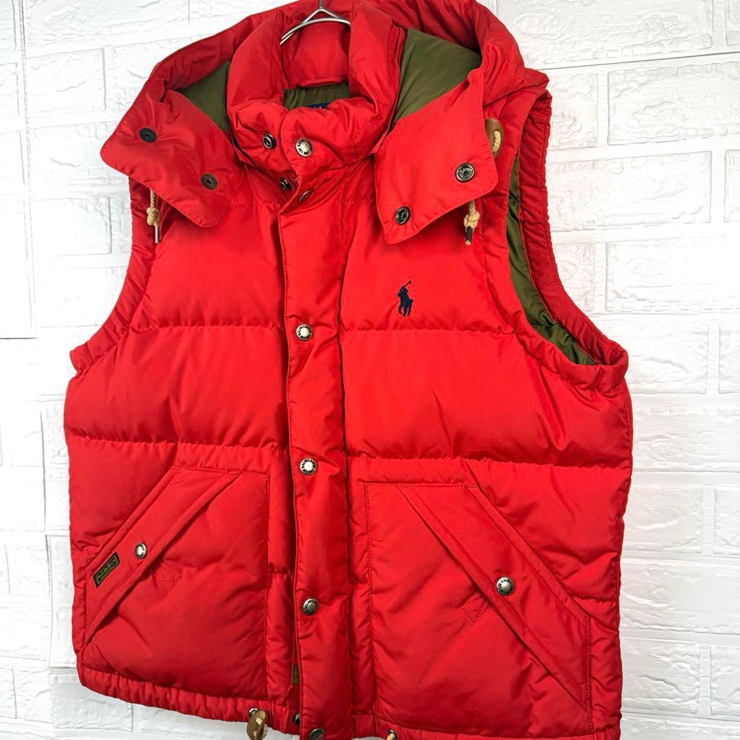 【美品】 POLO RALPH LAUREN 肉厚 2way ダウンベスト 赤