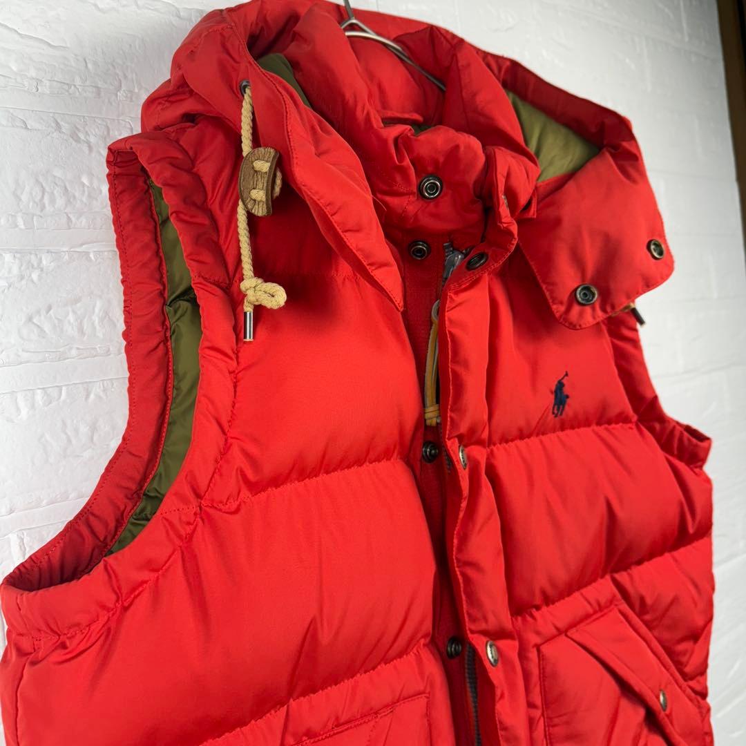 【美品】 POLO RALPH LAUREN 肉厚 2way ダウンベスト 赤