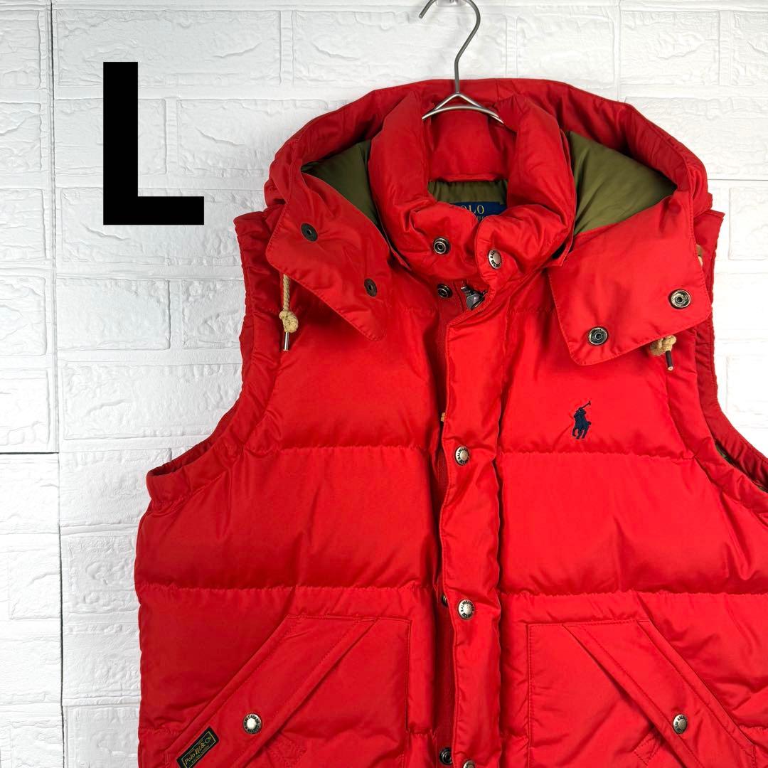【美品】 POLO RALPH LAUREN 肉厚 2way ダウンベスト 赤