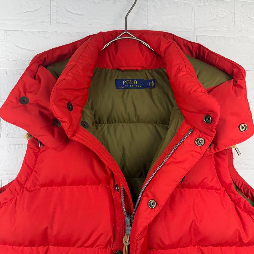 【美品】 POLO RALPH LAUREN 肉厚 2way ダウンベスト 赤