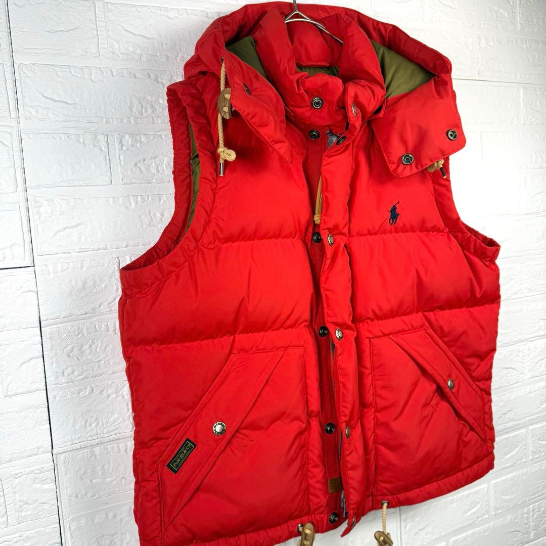 【美品】 POLO RALPH LAUREN 肉厚 2way ダウンベスト 赤