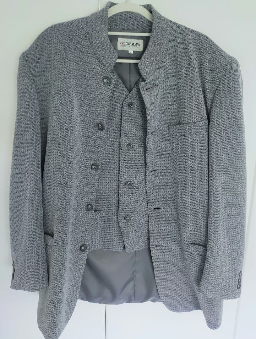 【お値下】vintage　ビンテージ　3ピースマオカラースーツ　Lサイズ　グレー