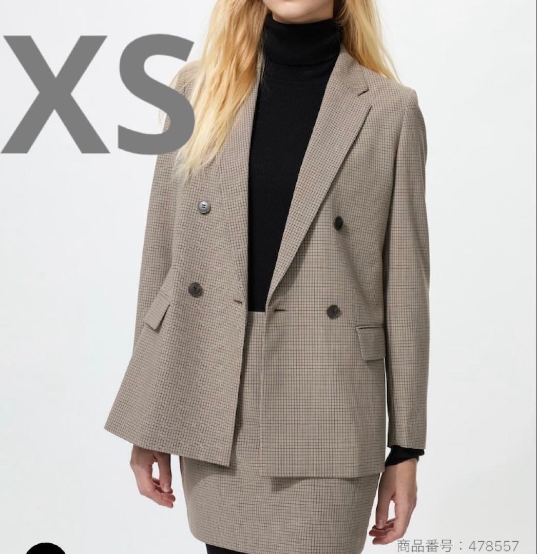 ユニクロ　ダブルジャケット ブラウン　XS