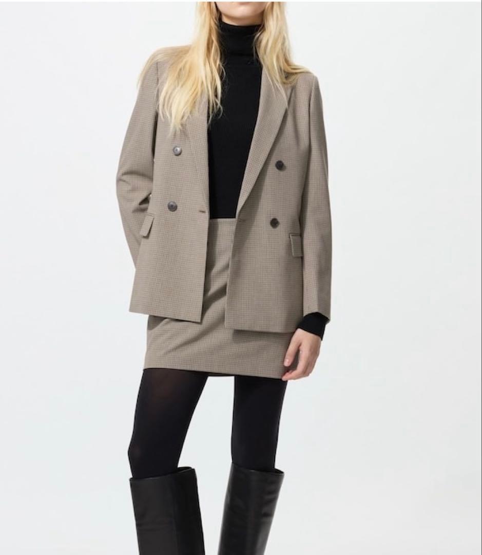 ユニクロ　ダブルジャケット ブラウン　XS