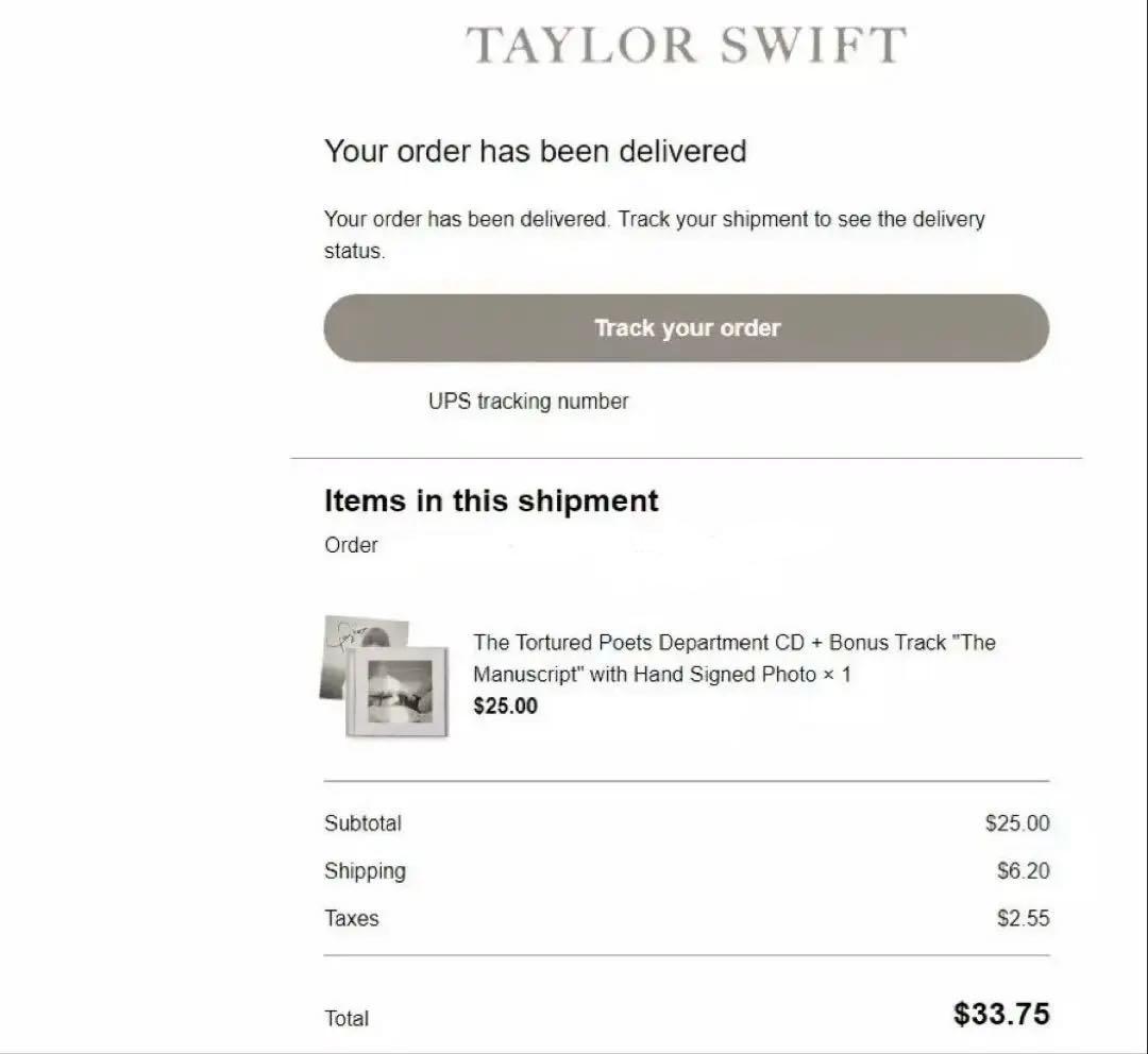 Taylor Swift TTPD直筆サイン入り テイラースウィフト