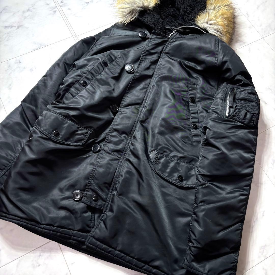 極美品✨アルファインダストリー N-3B フライトジャケット ファー 黒 L