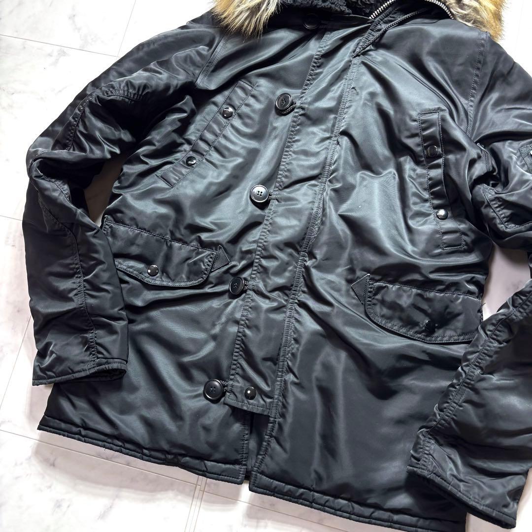 極美品✨アルファインダストリー N-3B フライトジャケット ファー 黒 L