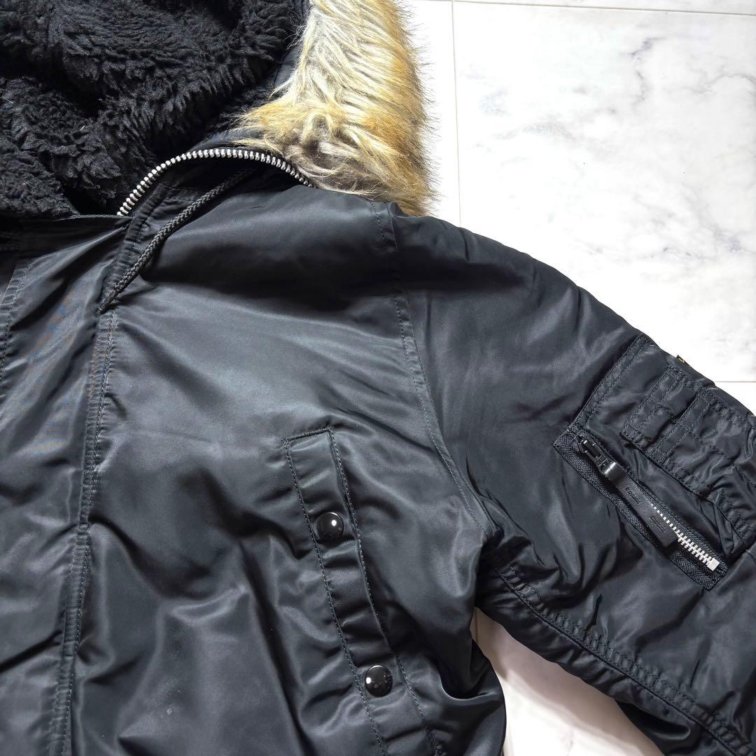 極美品✨アルファインダストリー N-3B フライトジャケット ファー 黒 L