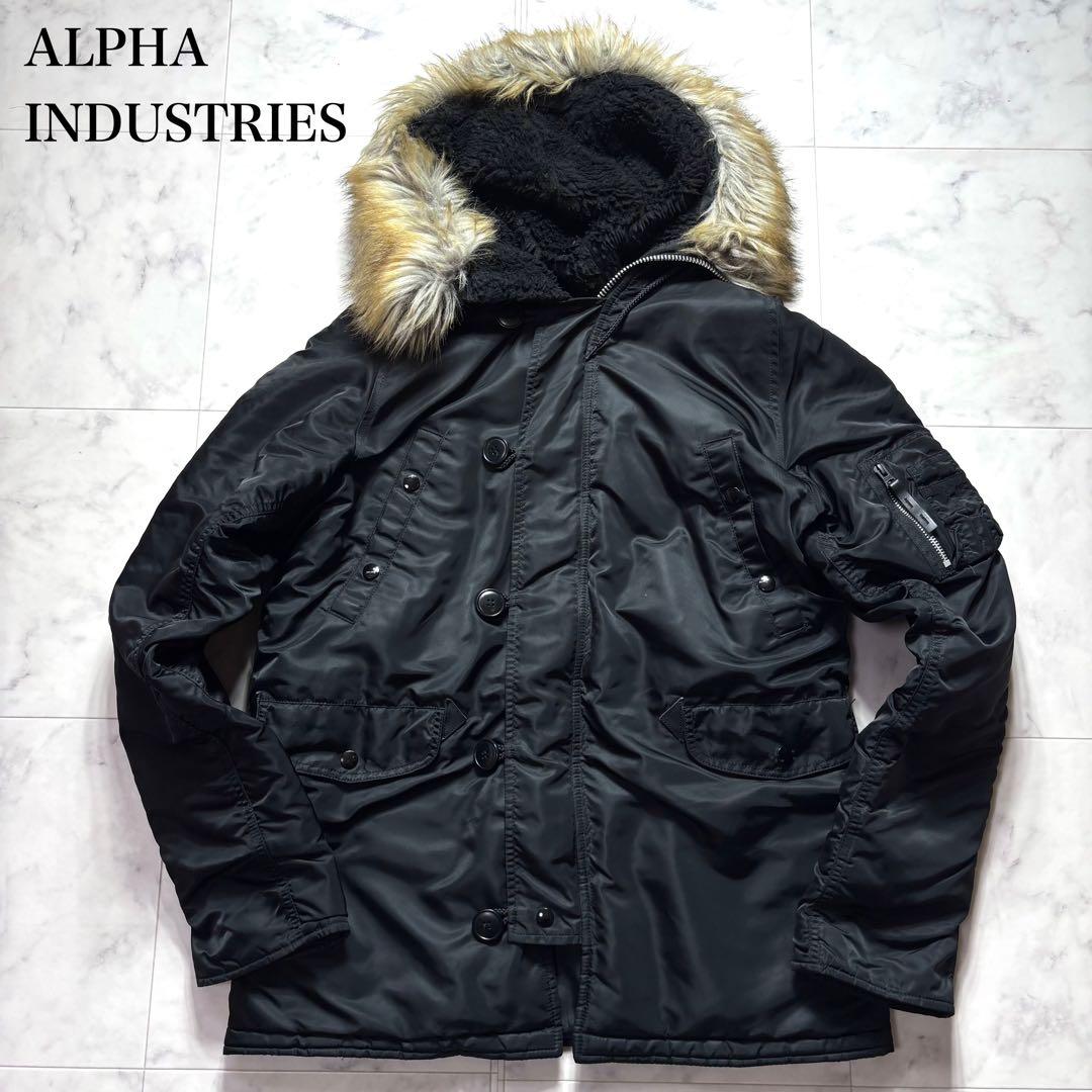 極美品✨アルファインダストリー N-3B フライトジャケット ファー 黒 L