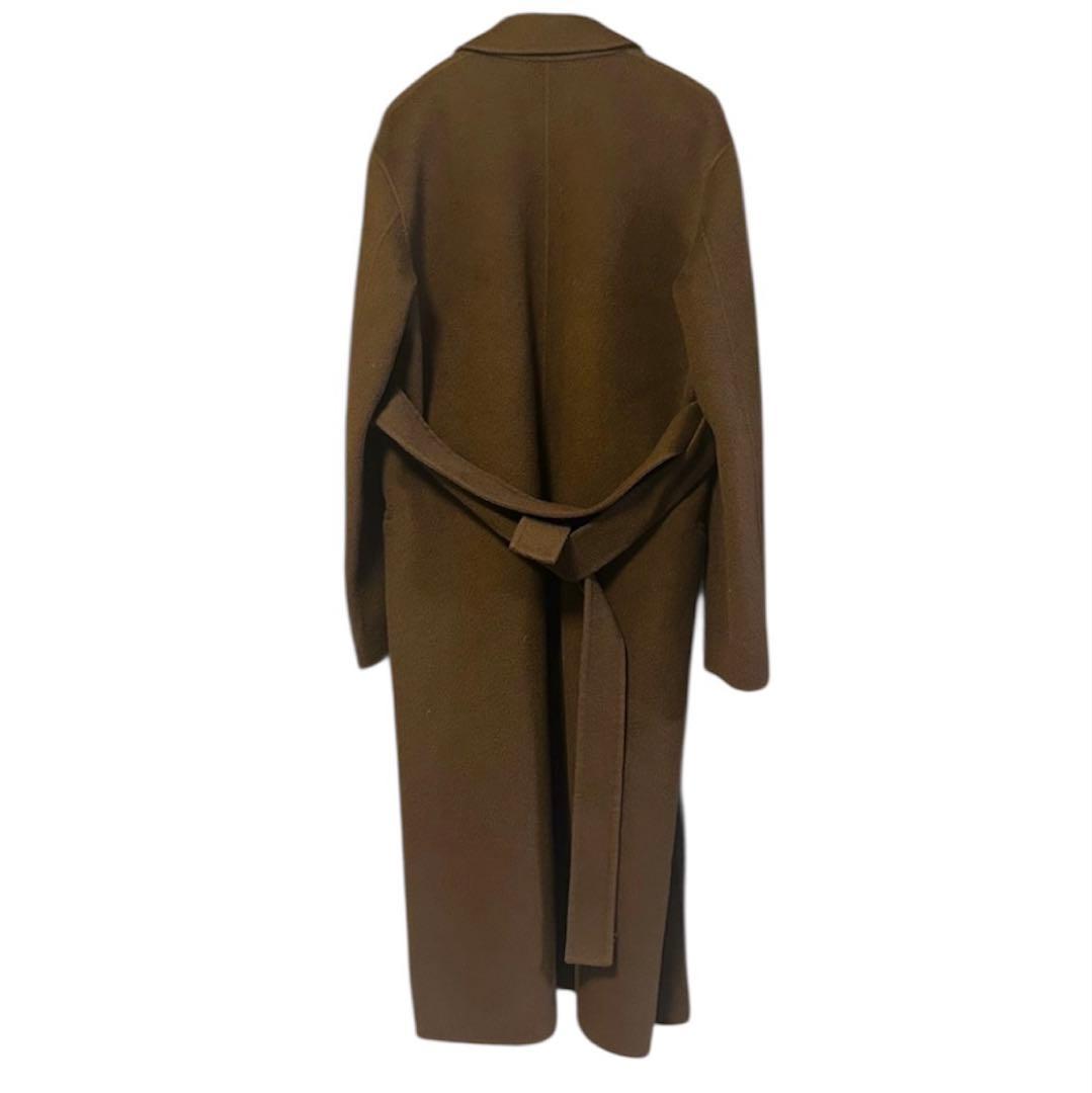 【人気】Theory カシミヤ ウールダブルフェイス ラップ コート　ブラウン