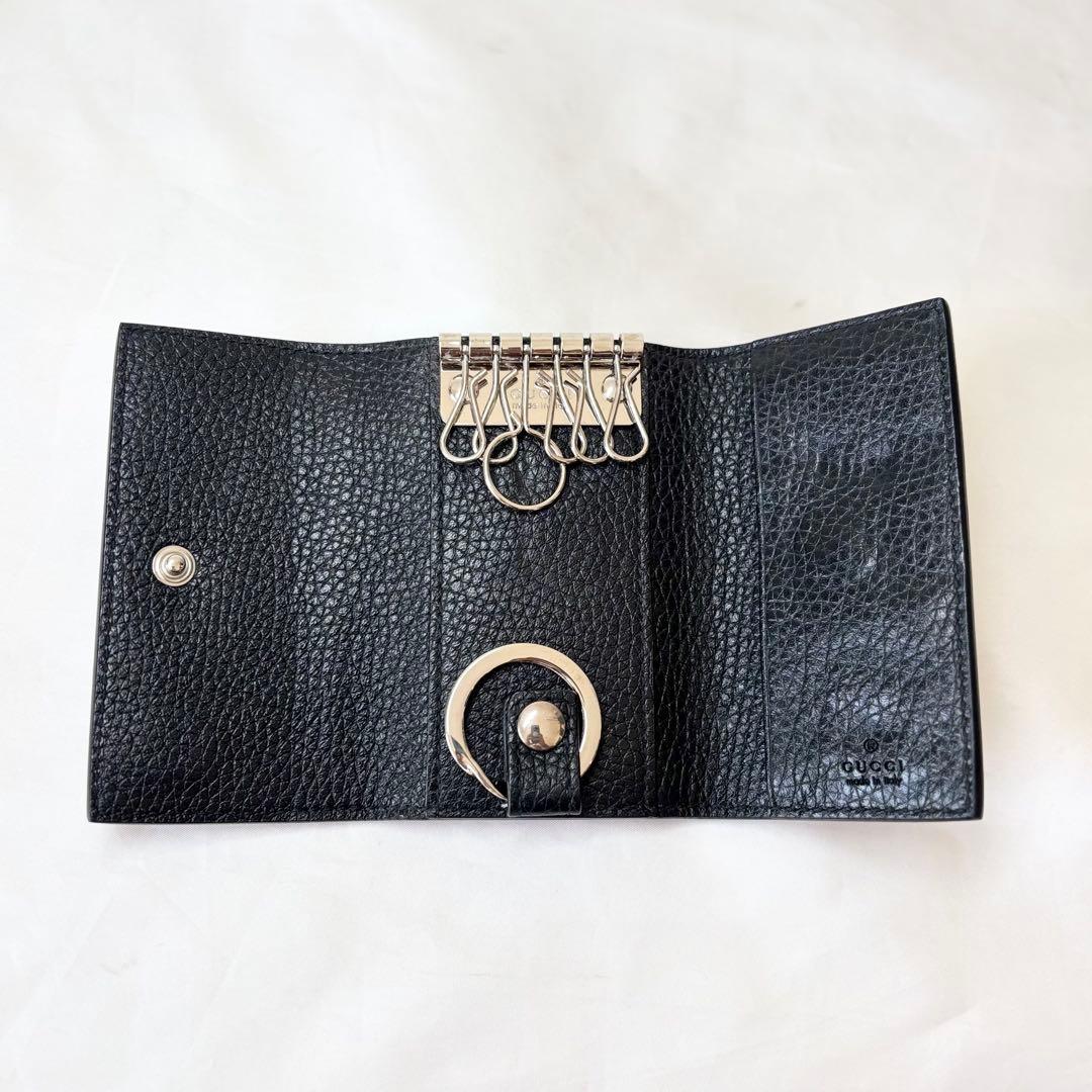 【極美品】　グッチ　GGメタル　6連 キーケース　キーフック　キーリング　シボ革