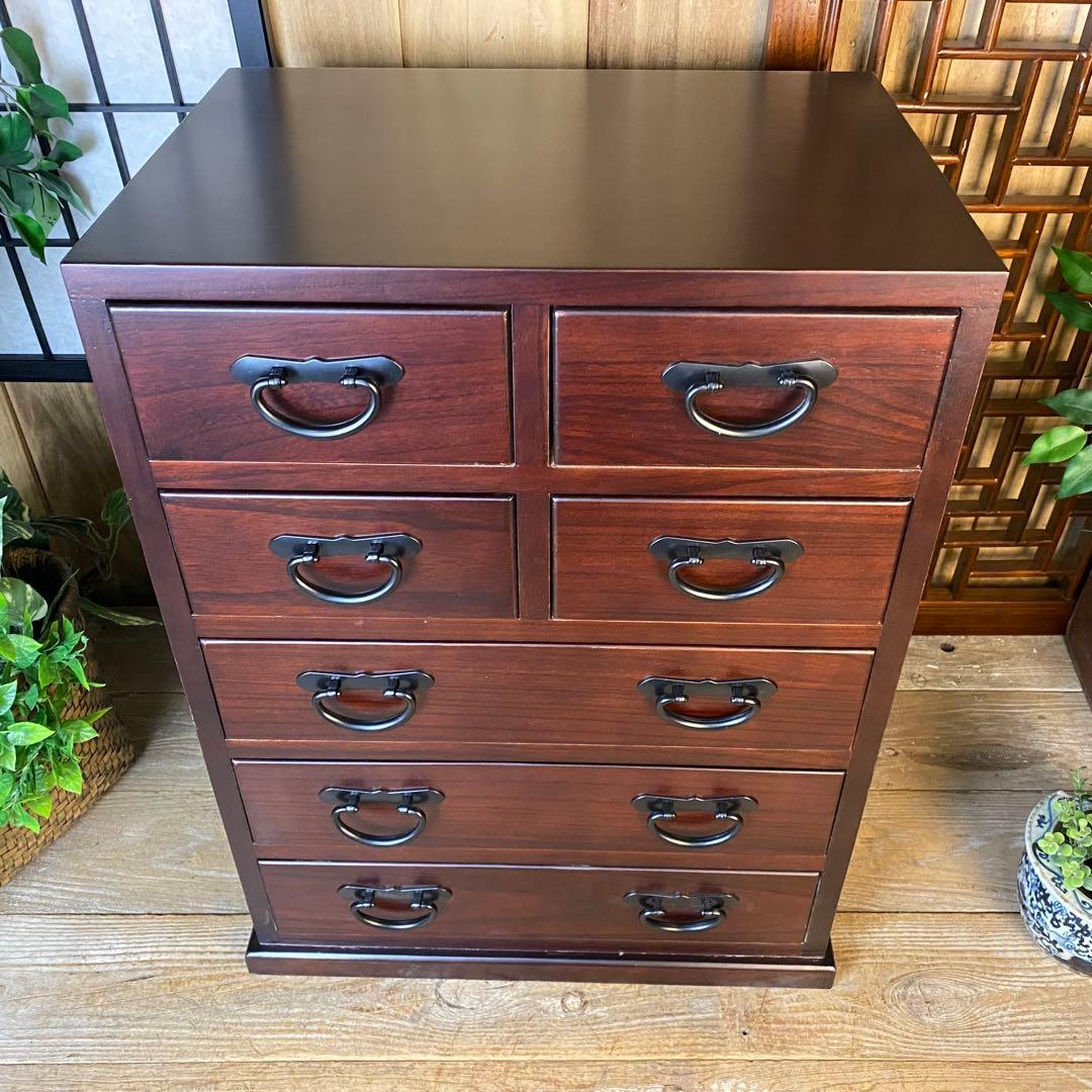 訳あり品！【134】民芸家具桐材多引き出しチェストタンスD48㎝×65㎝完成品