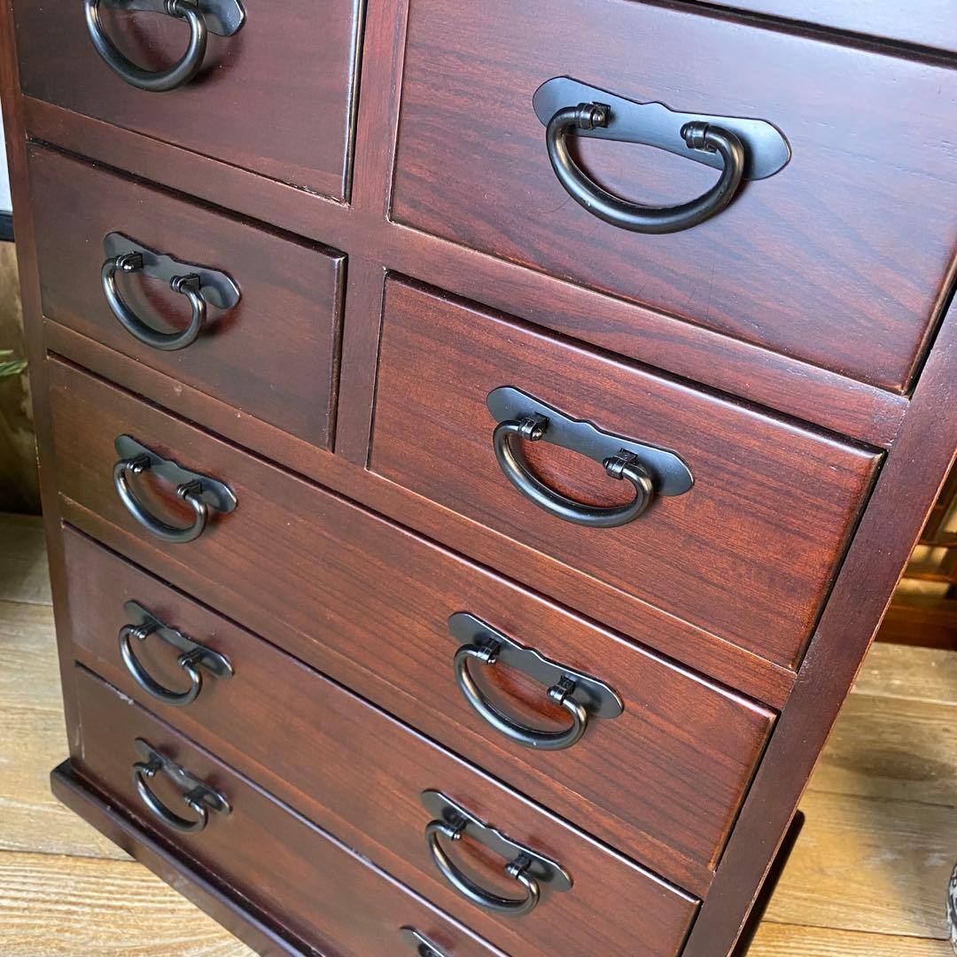 訳あり品！【134】民芸家具桐材多引き出しチェストタンスD48㎝×65㎝完成品