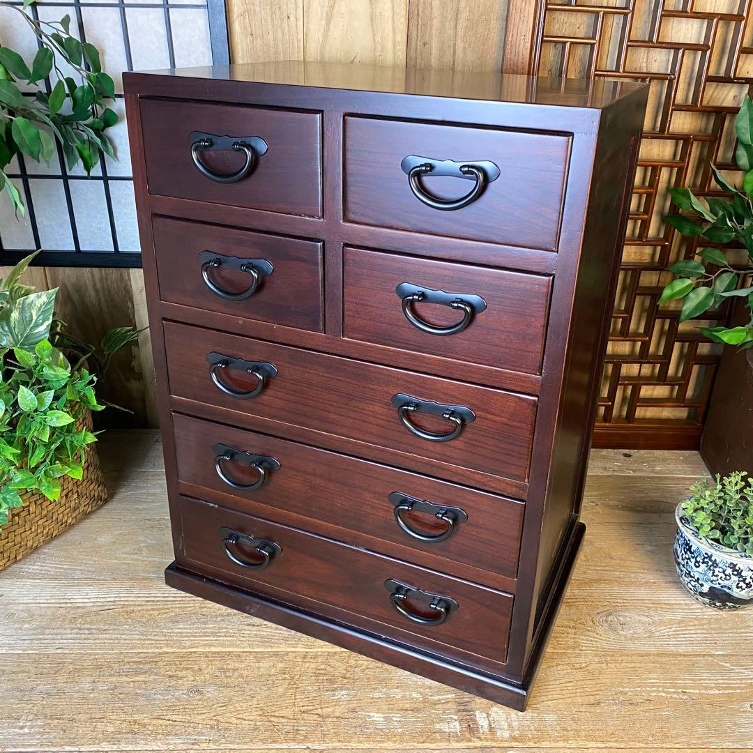 訳あり品！【134】民芸家具桐材多引き出しチェストタンスD48㎝×65㎝完成品