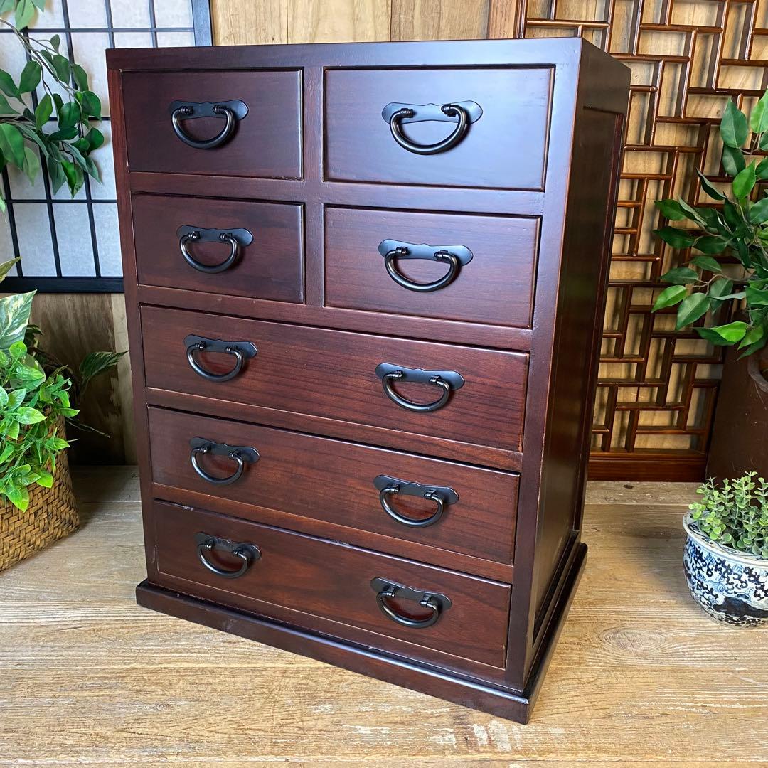 訳あり品！【134】民芸家具桐材多引き出しチェストタンスD48㎝×65㎝完成品