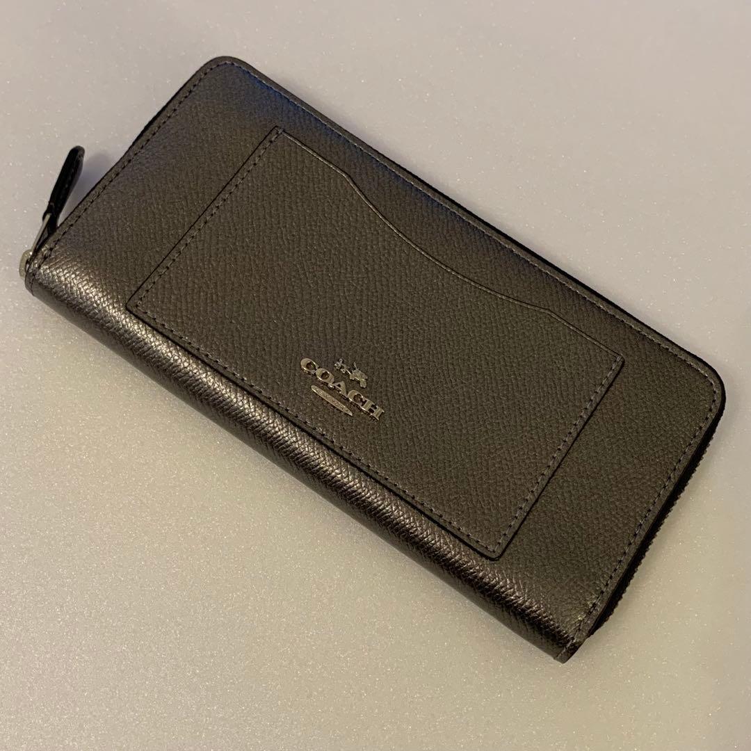 ⭐️必見⭐️未使用⭐️COACH⭐️コーチ⭐️長財布⭐️ブラックシルバー⭐️メタリック⭐️レザー