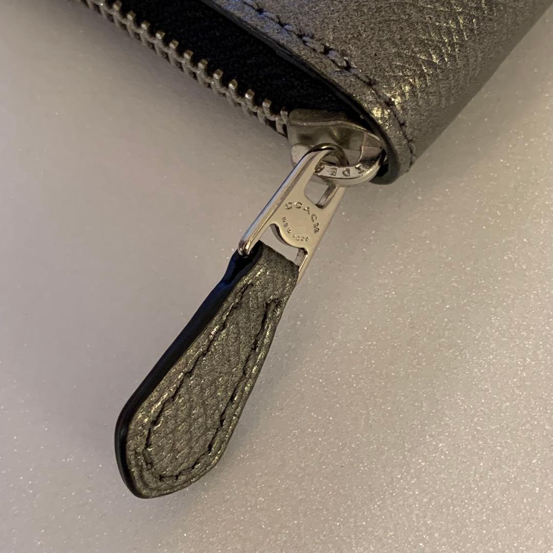 ⭐️必見⭐️未使用⭐️COACH⭐️コーチ⭐️長財布⭐️ブラックシルバー⭐️メタリック⭐️レザー