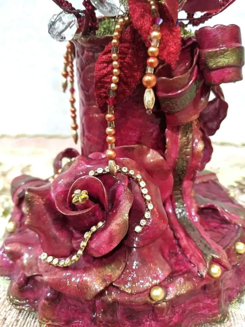 ロココ調薔薇✨粘土花✨陶器風✨クレイフラワー✨ハンドメイド