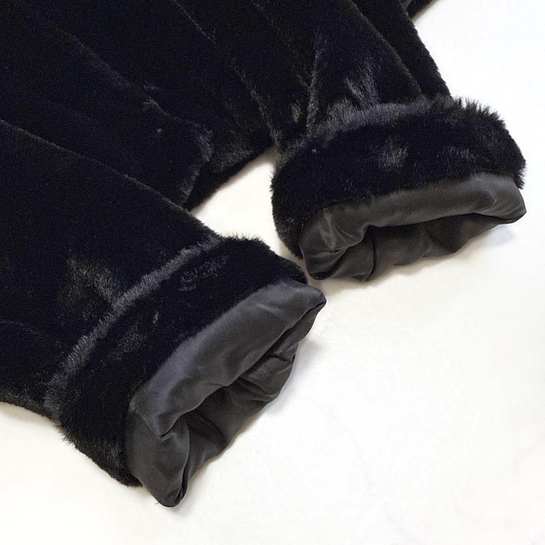 23年 TOCCA トッカ CUSHY ノーカラーフェイクファーコート ブラック