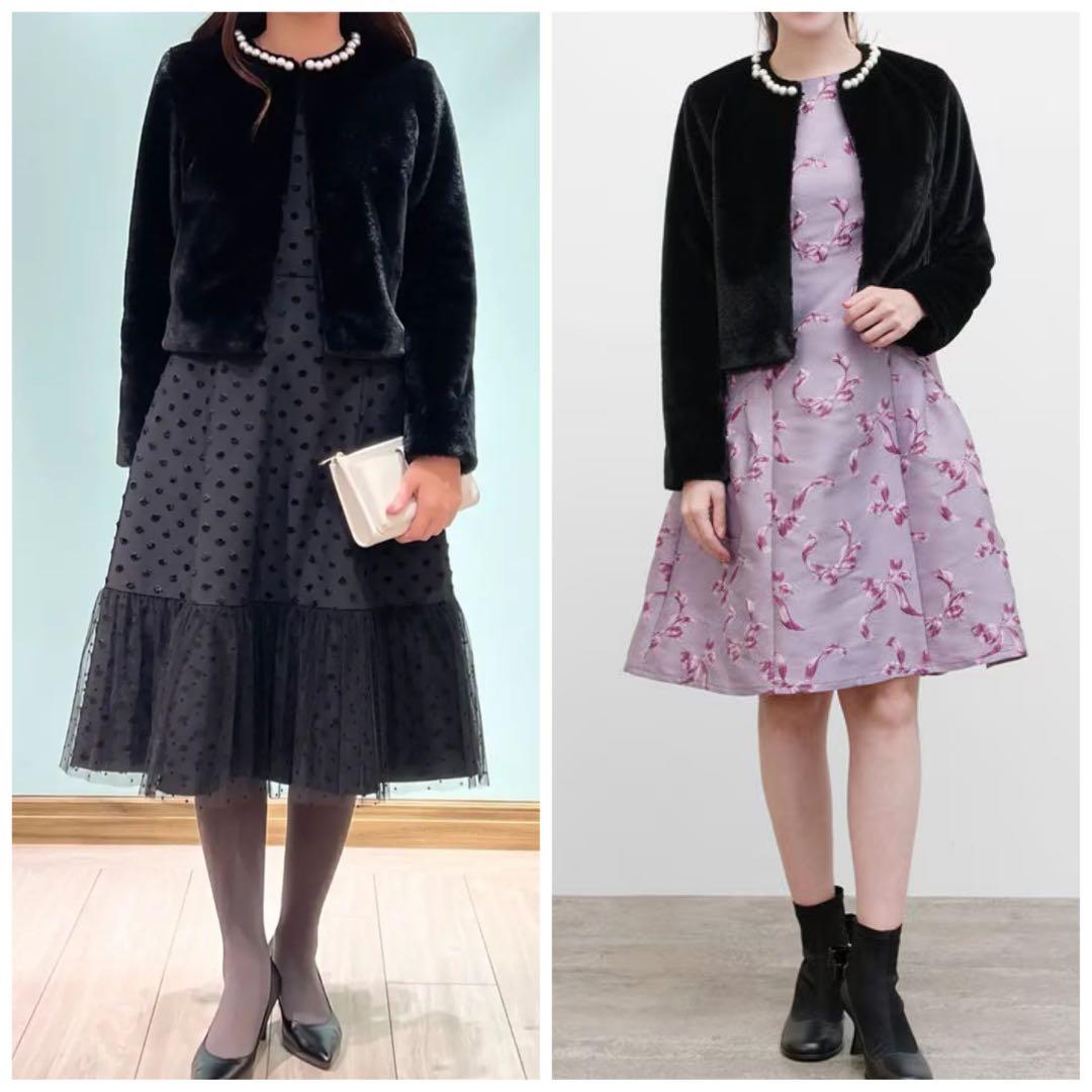 23年 TOCCA トッカ CUSHY ノーカラーフェイクファーコート ブラック