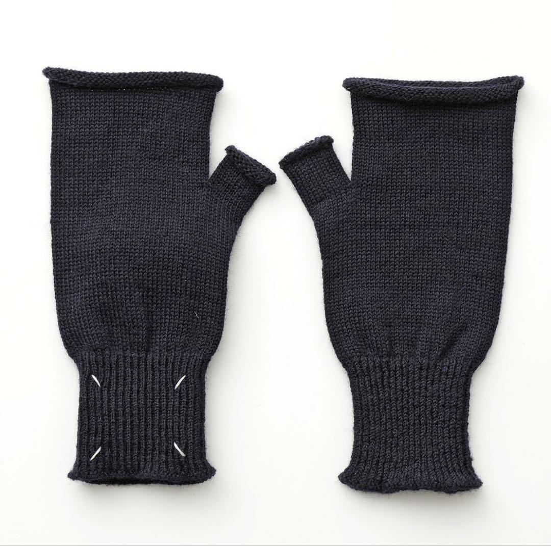 美品 Maison Margiela フィンガーレス グローブ ネイビー 手袋