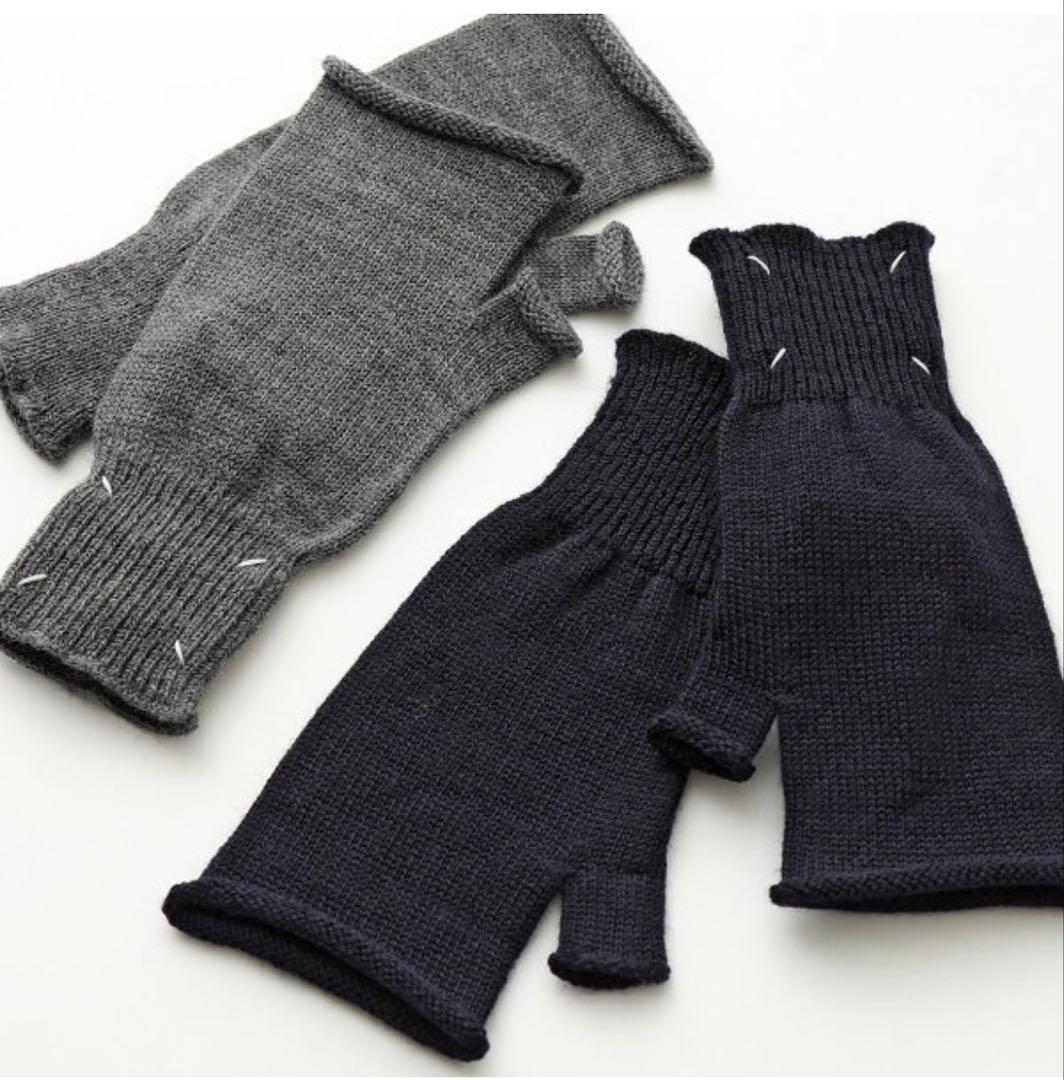 美品 Maison Margiela フィンガーレス グローブ ネイビー 手袋
