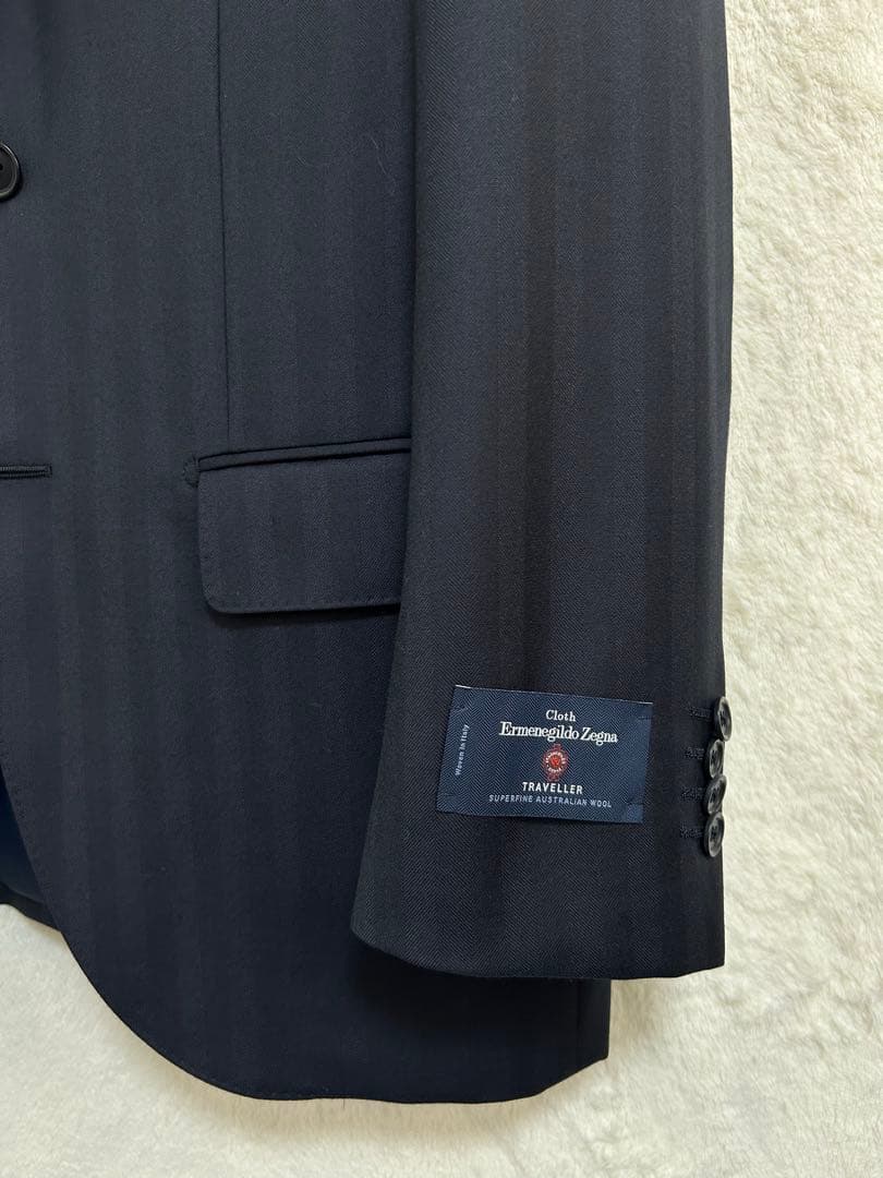 【新品】秋冬物 エルメネジルドゼニア生地 メンズ スーツ AB6 XL ネイビー
