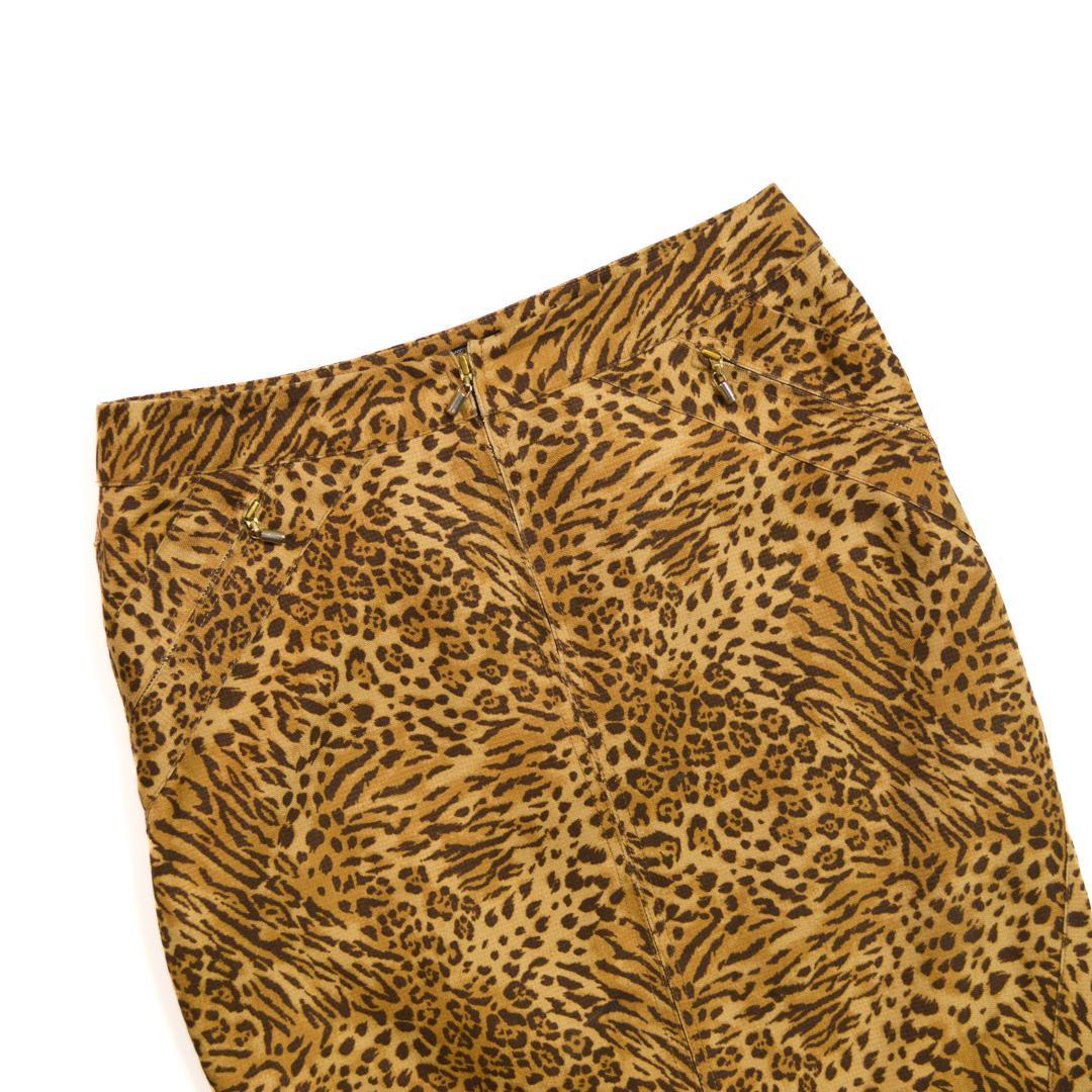 VERSACEヴェルサーチ イタリア製シルク100%レオパード柄膝上丈スカートM