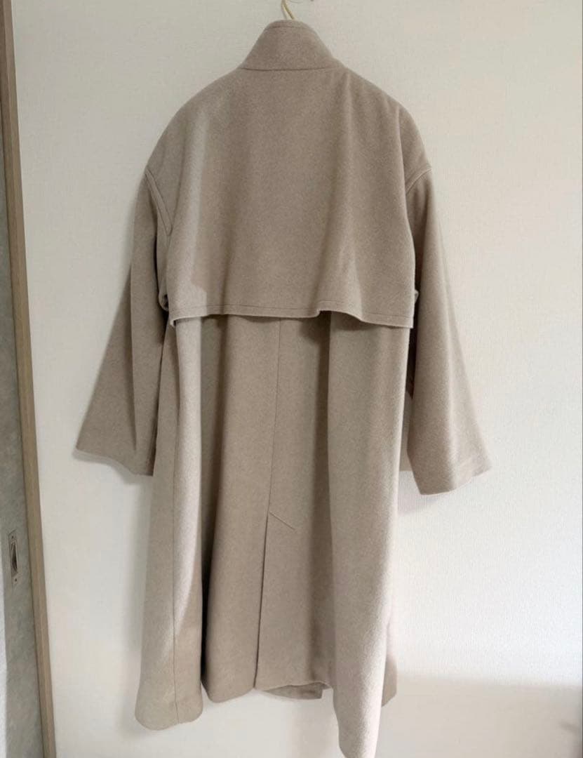 ラウンジドレス　スタンドカラーコート　ウール　ロングコート　ステンカラー