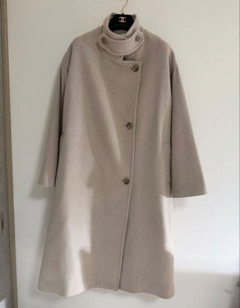 ラウンジドレス　スタンドカラーコート　ウール　ロングコート　ステンカラー