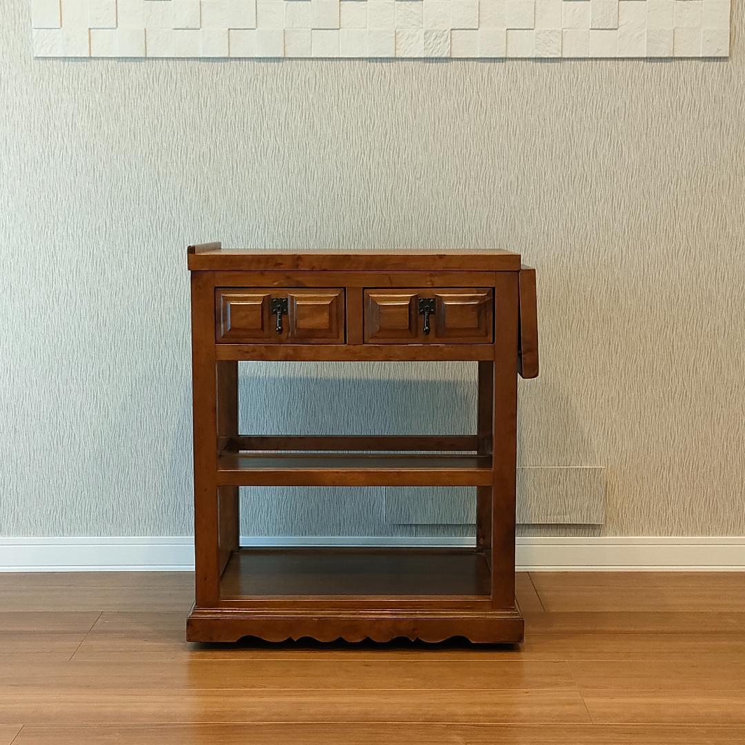 アンティーク　キッチンワゴン　バタフライ　サイドテーブル　スペイン輸入家具