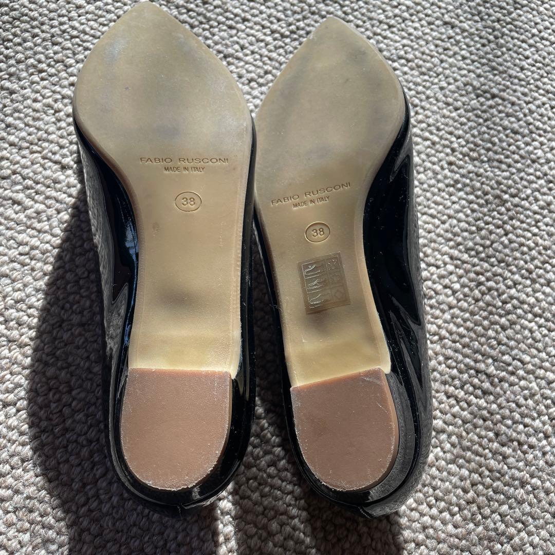 ファビオルスコーニ 38 パテント　ローヒールパンプス