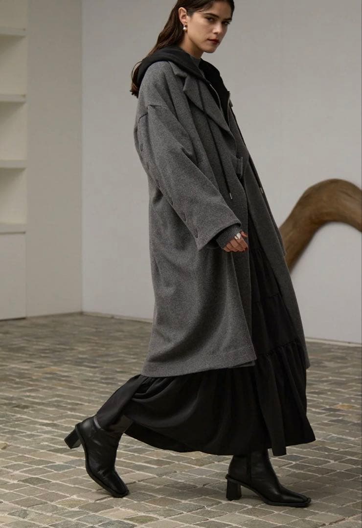 コートMelton Wool Gown Coat
